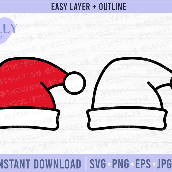 Santa Hat SVG, Santa Hat PNG, Santa Hat cut file, winter svg, santa svg, christmas svg, santa clause, christmas svg files Cricut Silhouette