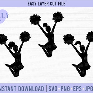 Cheerleader SVG, Cheer SVG, Pom Pom SVG, Cheer Squad, Cheerleader cricut silhouette digital download name frame svg png cheer team design
