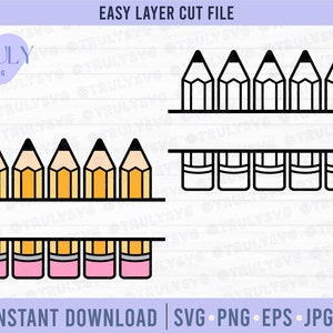 Lápis SVG, Moldura de nome de lápis SVG, Professor SVG, lápis escolar svg, escola svg, arquivo de corte a lápis, monograma dividido svg, monograma de lápis svg, svg