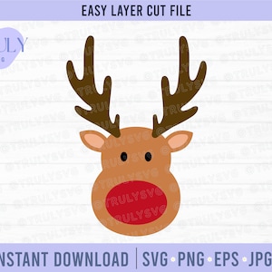 Rendieren SVG, Rendieren gezicht svg, winter svg, herten svg, rendieren clipart, rode neus rendieren svg kerst rendieren gezicht svg rendieren hoofd svg