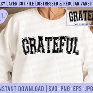 grateful SVG, grateful Varsity SVG, Fall SVG, varsity, fall sublimation, retro svg, thanksgiving svg grunge distressed digital download fall