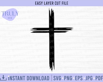 Distressed Cross SVG, Christian Cross SVG, Catholic svg, Cross cricut, Cross cut file, Painted Cross, Artistic Religious SVG, iron transfer