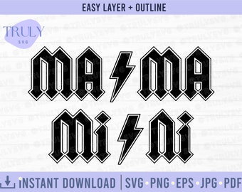 Mama and Mini SVG, Mama and mini svg bundle, sublimation, mommy and me, rock and roll mom svg, rocker mom svg, acdc mama and mini, mini svg