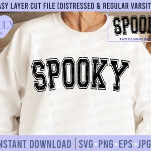 Spooky SVG, Spooky Varsity SVG, Halloween svg, Fall SVG, varsity, fall sublimation, retro svg, trendy svg spooky distressed digital download