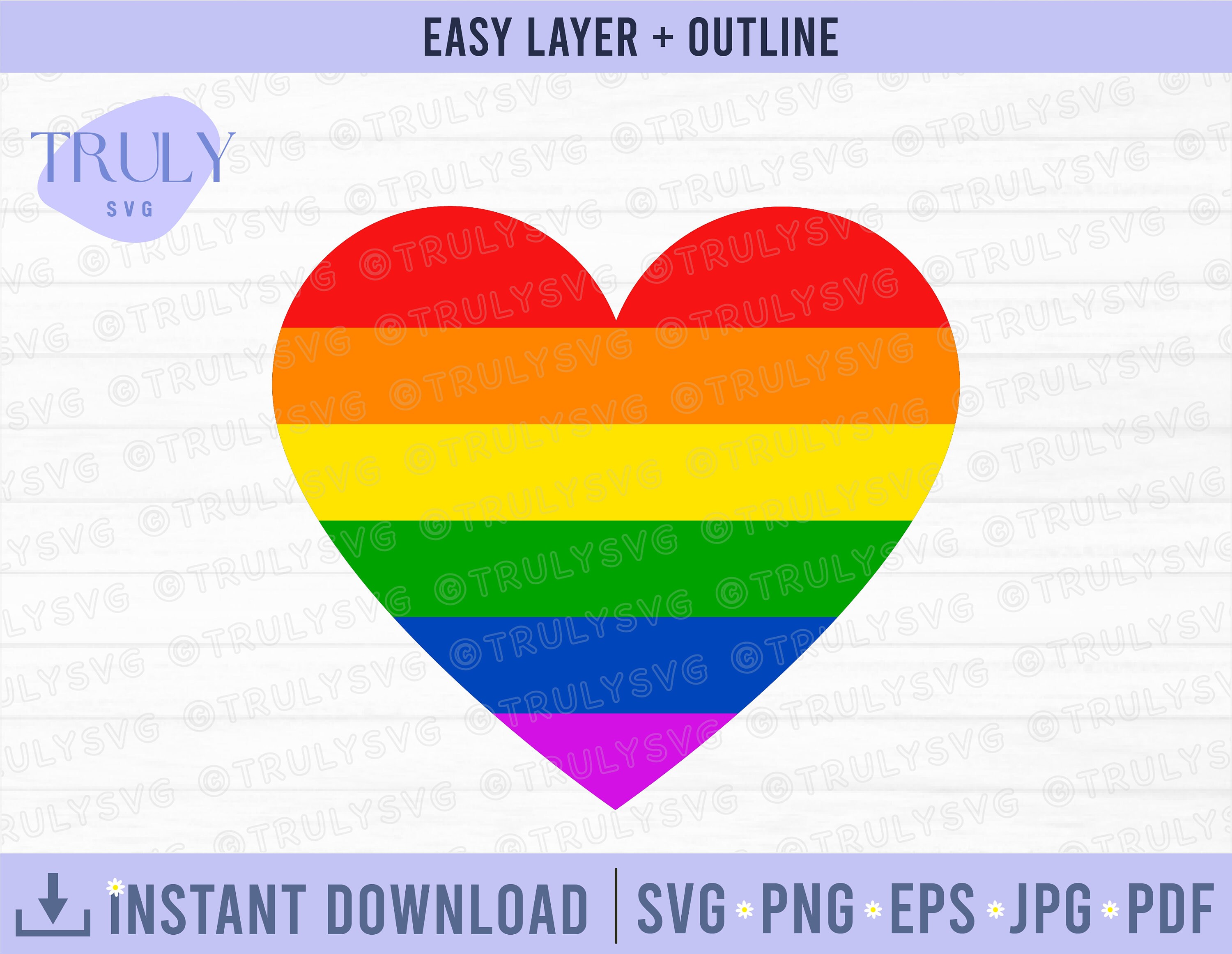 Rainbow Heart SVG, Rainbow Svg, Rainbow Heart Pride Svg, Rainbow Svg ...