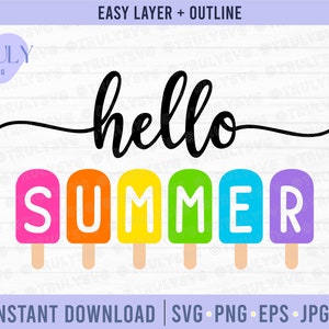 Hallo Sommer SVG, Hallo Sommer Eis am Stiel SVG, Hallo Sommer Cricut, Strand svg, Sommer svg, Sommer Zeichen svg, hallo Sommer svg Cricut fertig svg