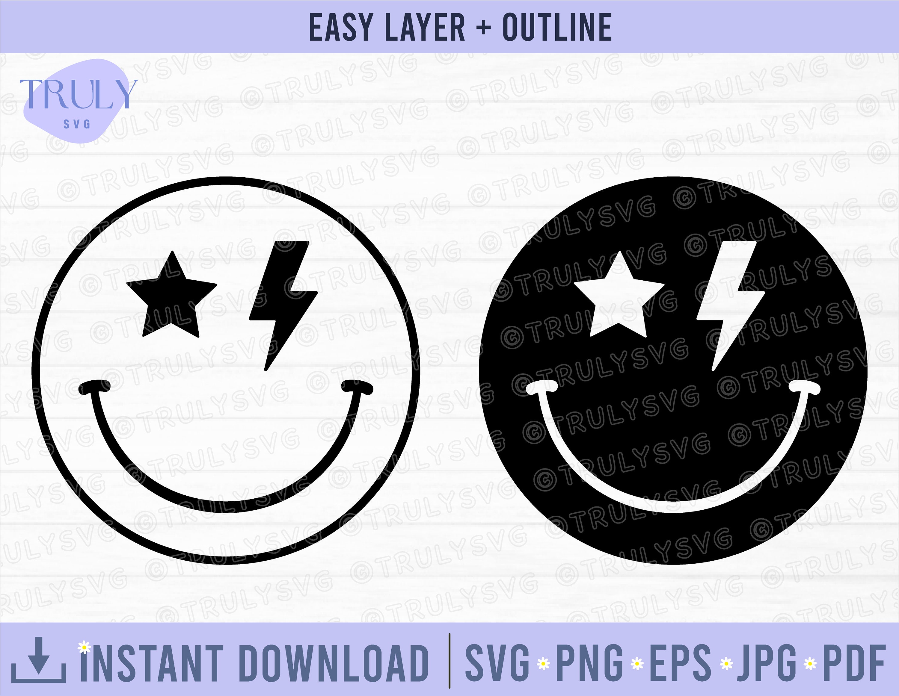 Lightning Bolt Smiley Face SVG Smiley SVG Smiley Face Bolt Etsy Canada