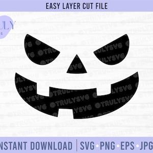 Pumpkin Face SVG, Halloween SVG, Jack-O-Lantern SVG, Smiling Carved Pumpkin Face, holiday clipart cricut silhouette pumpkin digital download