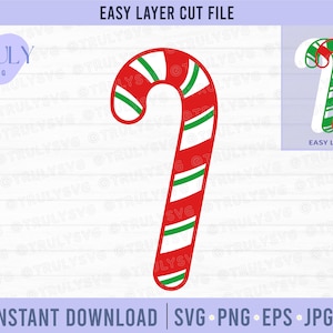 Candy Cane SVG, Candy Cane Vector, candycane svg, candy cane layered cut file, candy cane christmas svg, christmas svg winter svg silhouette