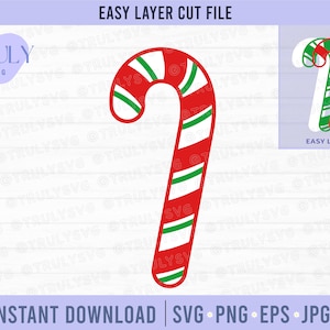 Candy Cane SVG, Candy Cane Vector, candycane svg, candy cane layered cut file, candy cane christmas svg, christmas svg winter svg silhouette