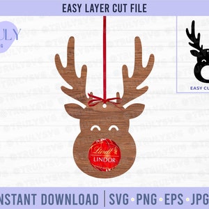 Rendieren chocolade houder SVG, rendieren chocolade SVG, kerst chocolade houder SVG, rendieren SVG, laser gesneden bestand, rendieren hoofd SVG, Kerstmis