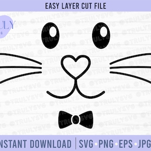 Hase Gesicht SVG, Ostern SVG, Osterhase SVG, Osterhase Gesicht svg, Hase, Hase, Hasengesicht, Ostern Design, digitaler Download, Cricut, Schleife