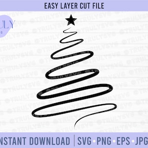 Albero di Natale SVG, Ricciolo dell'albero di Natale SVG, Albero di Natale Svg EPS png ClipArt cricut file di taglio cricut ferro su, Inverno in formato SVG, Pino SVG