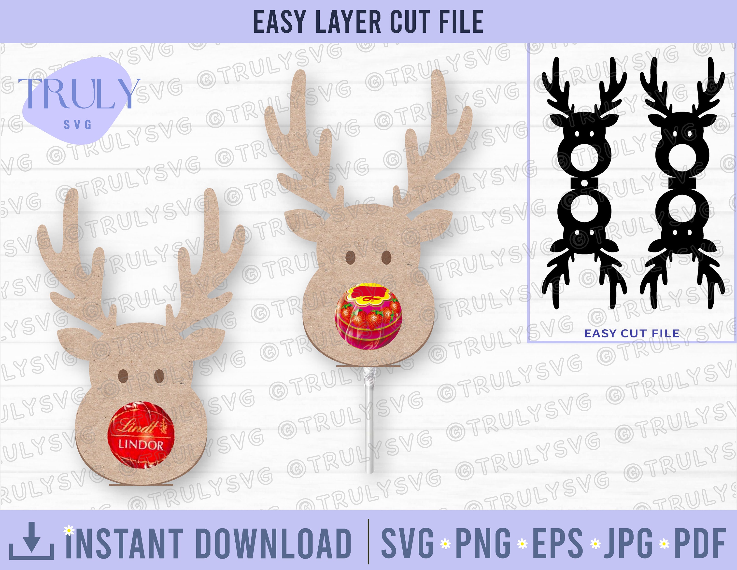 Reindeer Chocolate Holder SVG Reindeer Lollipop Holder - Etsy