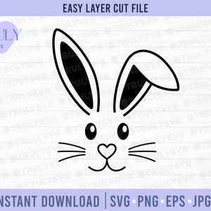 Hase Gesicht SVG, Ostern SVG, Osterhase SVG, Osterhase Gesicht svg, Hase, Hase, Hasengesicht, Ostern Design, digitaler Download, Cricut, Schleife