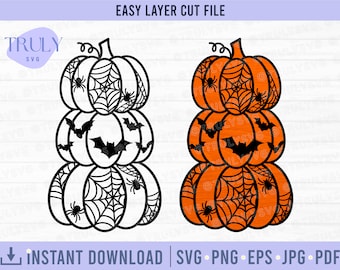 Stacked Pumpkin SVG,  Halloween SVG, autumn svg, Halloween decor, glowforge cut file png halloween tiered svg, halloween decor, pumpkin svg