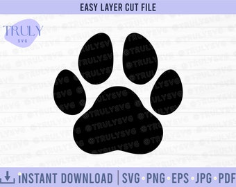 Paw Print SVG, Dog Paw Print SVG, Cat Paws SVG, Paw svg, vector cut file for cricut, silhouette digital download, cricut decal vinyl paw svg