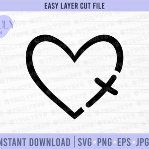 Cross SVG, Heart Cross SVG, Christian Cross SVG, Katholieke Svg, Cross silhouet, Heart Cross SVG, Jesus Heart Cross png digitale download SVG