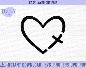 Cross SVG, Heart Cross SVG, Christian Cross SVG, Catholic Svg, Cross silhouette, Heart Cross svg, Jesus Heart Cross png digital download svg