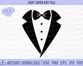 Esmoquin SVG, Boda SVG, Novio SVG, Traje Corbata svg, Traje y Corbata svg, pajarita de esmoquin, pajarita svg novio svg novio pajarita cricut silueta