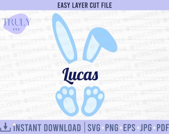 Boy Bunny Name Frame SVG, Easter SVG, Boy Bunny SVG, Bunny Split Svg ...