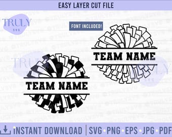 Cheerleader svg, Pom Pom svg, Pom Pom Split-Monogramm, Cheerleader, jubeln Mama, Megaphon svg jubeln svg benutzerdefinierter Name Cricut Silhouette Cutfile