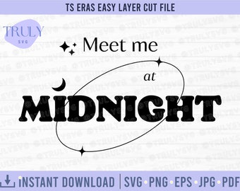 Eras Sparkle SVG, meet me at midnight moon SVG, Groovy Font, midnights svg midnights moon cut file, Stars svg Sparkles svg cricut silhouette