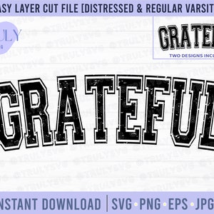 grateful SVG, grateful Varsity SVG, Fall SVG, varsity, fall sublimation, retro svg, thanksgiving svg grunge distressed digital download fall