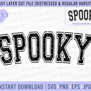 Spooky SVG, Spooky Varsity SVG, Halloween svg, Fall SVG, varsity, fall sublimation, retro svg, trendy svg spooky distressed digital download