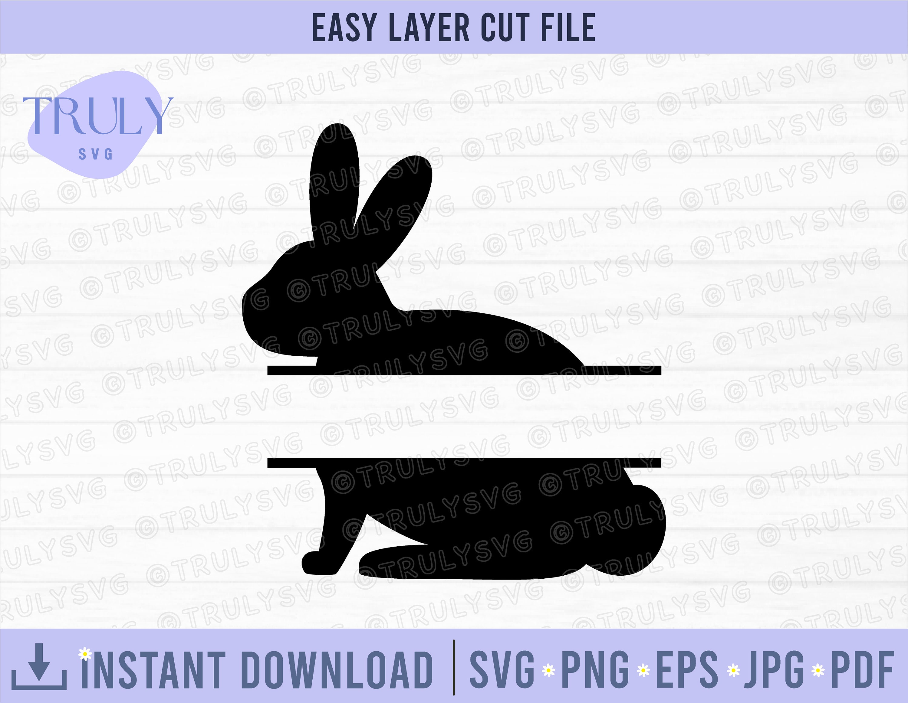 Bunny Split Name Frame SVG: Easter Cricut Silhouette (digital Download ...