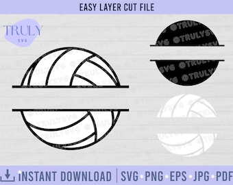 Volleyball SVG, Volleyball Monogram SVG, Volleyball SVG files, volleyball split monogram, volleyball vector silhouette cricut svg sports mom