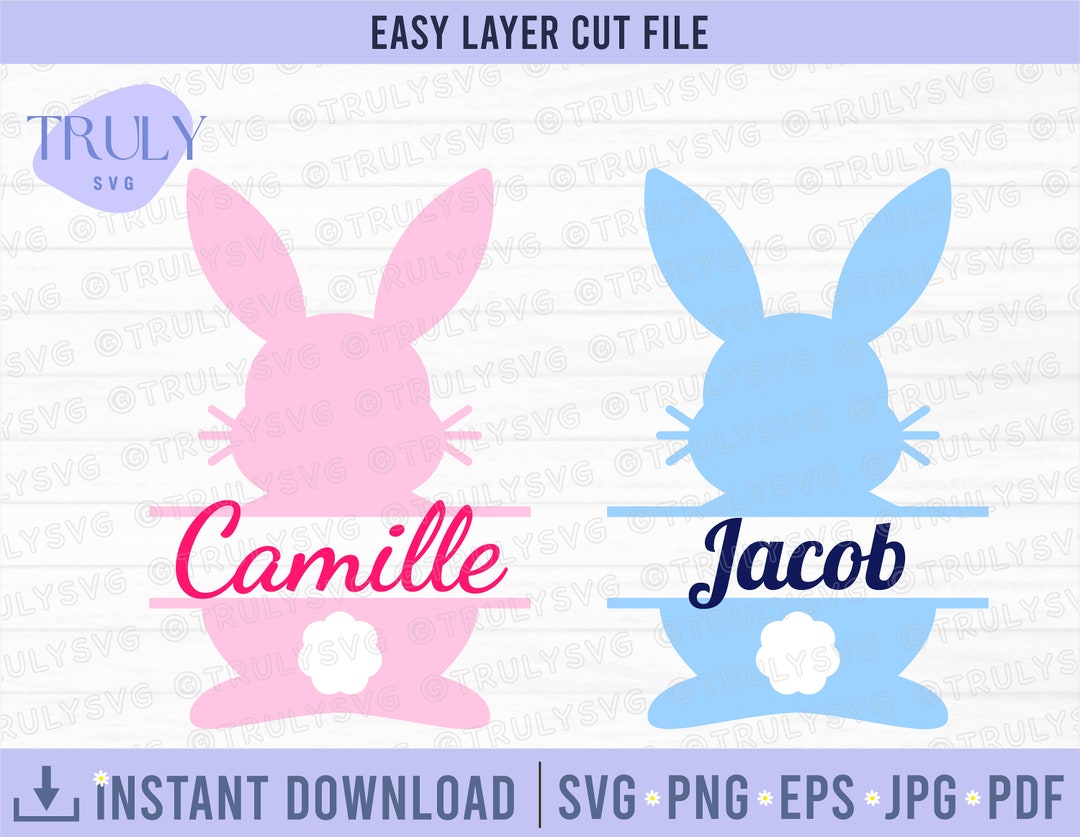 Bunny Split SVG, Bunny Name Frame SVG, Easter SVG, Bunny Ears Svg Bunny