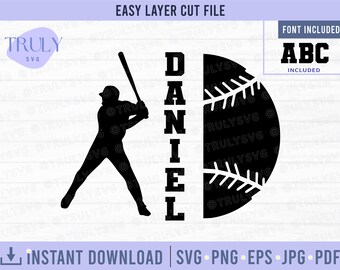 Baseball SVG, Baseball Name Rahmen SVG, Baseball SVG, Baseball Vorlage svg, digitaler Download Cricut Silhouette geschnitten Datei Team Tshirt Design