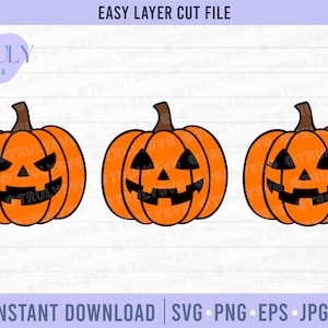 Pumpkin Face SVG, Halloween Pumpkin SVG Jack-O-Lantern SVG Smiling Carved Pumpkin cut file cricut silhouette bundle clipart instant download
