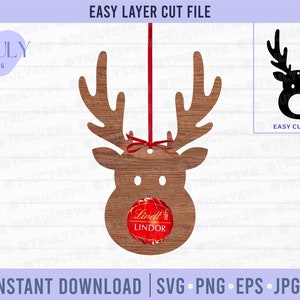 Rendieren chocolade houder SVG, rendieren chocolade SVG, kerst chocolade houder SVG, rendieren SVG, laser gesneden bestand, rendieren hoofd SVG, Kerstmis