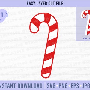 Candy Cane SVG, Candy Cane Vector, candycane svg, candy cane layered cut file, candy cane christmas svg, christmas svg winter svg silhouette