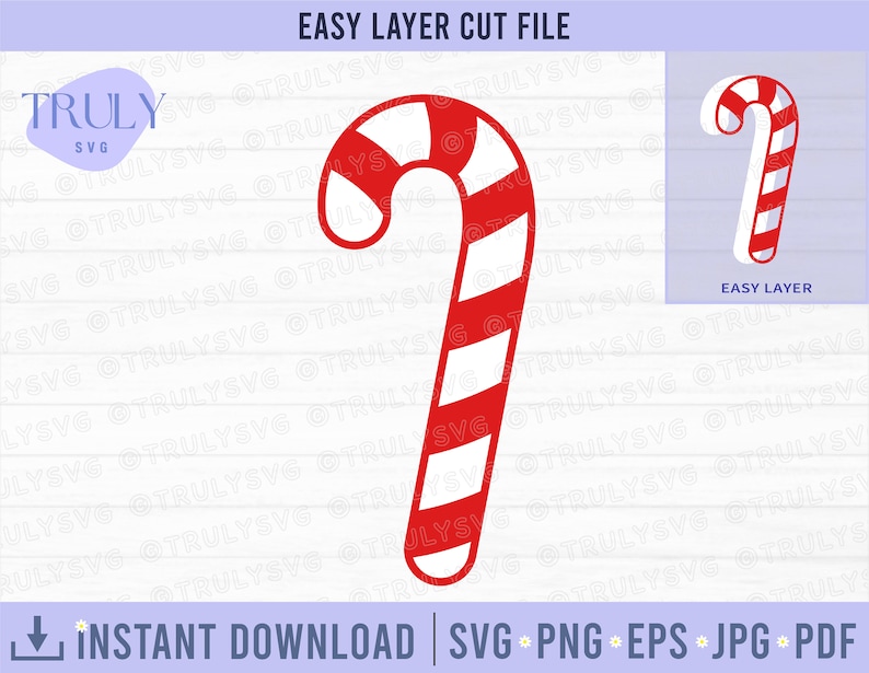 Candy Cane SVG: Christmas Vector Cut File (digital Download) - Etsy