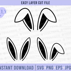 Bunny Ears SVG, Bunny SVG, Easter SVG, Easter Bunny svg, bunny feet, rabbit ears, digital download, cut file, cricut, silhouette, baby bunny