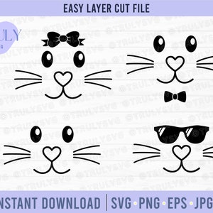 Hasengesicht SVG, Ostern SVG, Osterhase SVG, Osterhase Gesicht svg, Hase, Kaninchen, Hasengesicht, Ostern Design digitaler Download Cricut Bundle