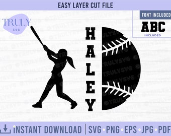 softball SVG, softball Name Frame SVG, softball SVG, softball Template svg, digital download cricut silhouette cut file team tshirt design