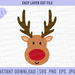Rendieren SVG, Rendieren gezicht svg, winter svg, herten svg, rendieren clipart, rode neus rendieren svg kerst rendieren gezicht svg rendieren hoofd svg