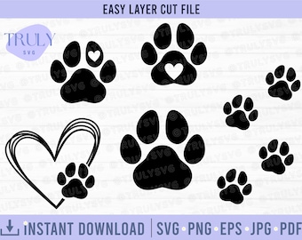 Paw Print SVG, Dog Paw Print SVG, Cat Paws SVG, Animal paws svg, paw svg, png, jpg, digital download, cricut, decal, vinyl, paw print bundle