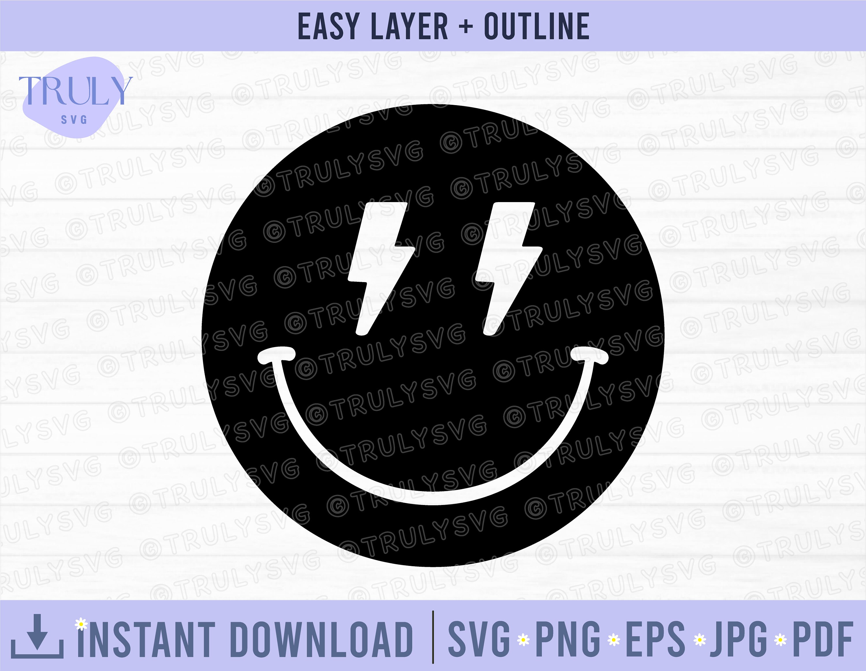 Lightning Bolt Smiley Face SVG Smiley SVG Smiley Face Bolt Etsy Canada