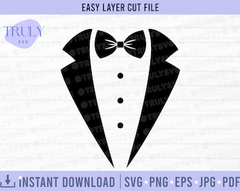 SVG de esmoquin, SVG de boda, SVG de novio, SVG de corbata de traje, SVG de traje y corbata, pajarita de esmoquin, SVG de pajarita de novio, SVG de novio, pajarita de novio, Cricut Silhouette