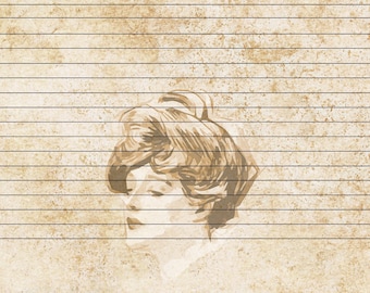 Gibson Girl Lined Stationary, printable stationary, A4 and letter size, digital download, printable, vintage Victorian style
