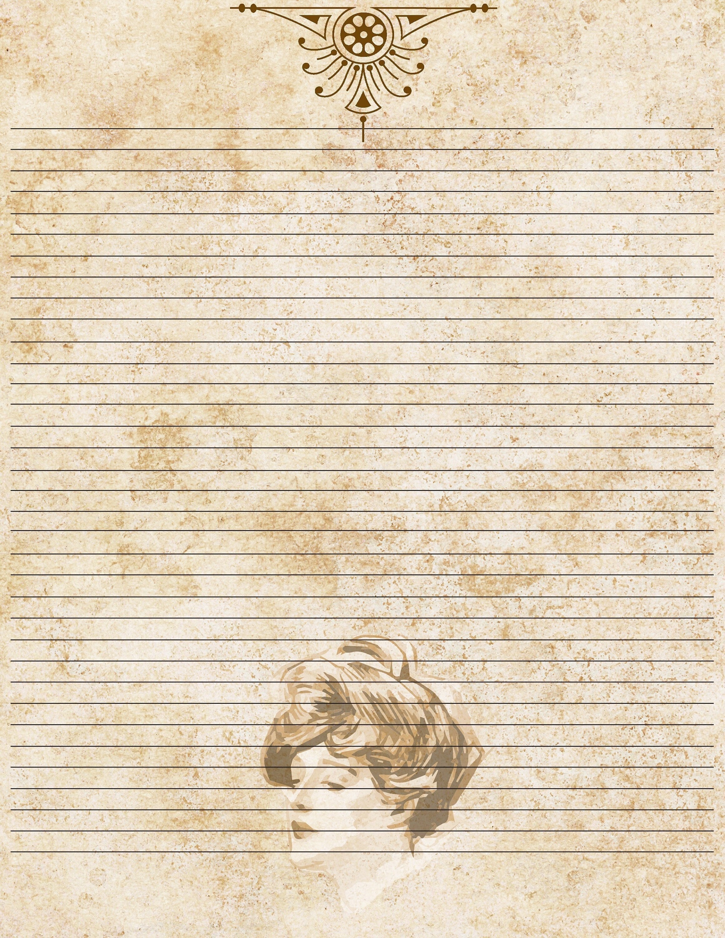 Gibson Girl Lined Stationary, Printable Stationary, A4 and Letter Size,  Digital Download, Printable, Vintage Victorian Style 