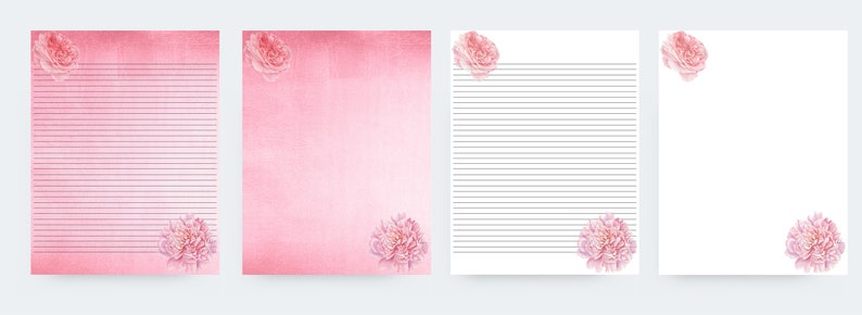Printable Pastel Stationary, Floral, Digital Download, Writing Bundle ...