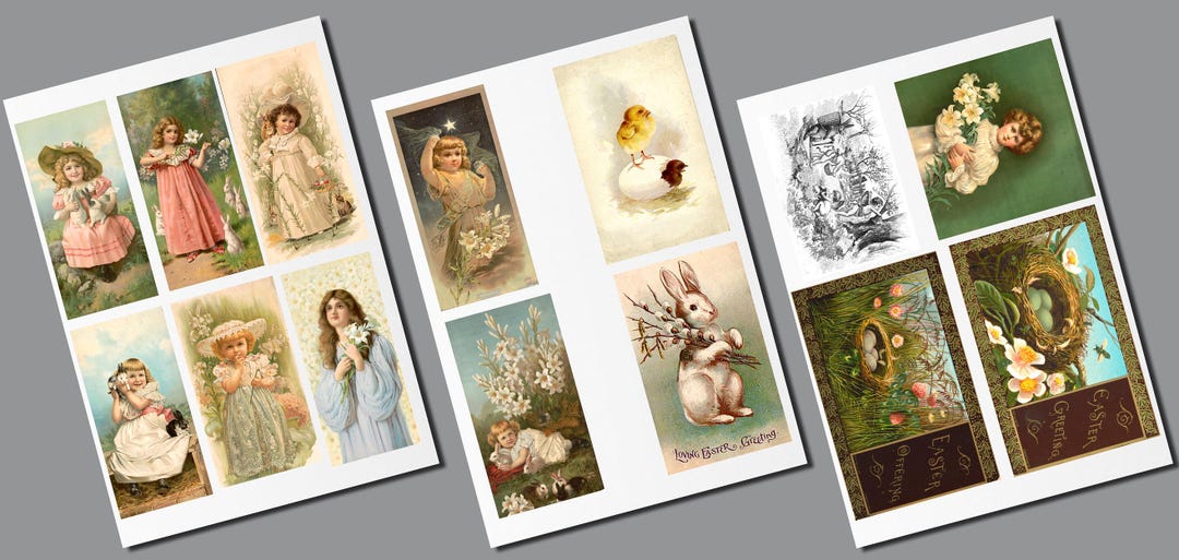 Vintage Easter Ephemera Kit, Printable Download, Junk Journal ...