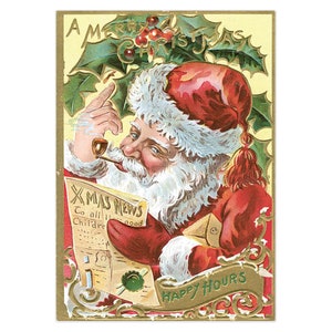 ヴィンテージ クリスマス ニュース サンタクロース クリスマス カード - 5x7 - 5 パック