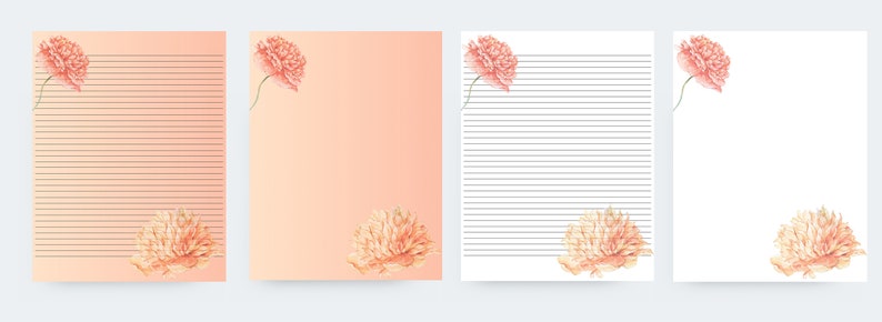 Printable Pastel Stationary, Floral, Digital Download, Writing Bundle ...